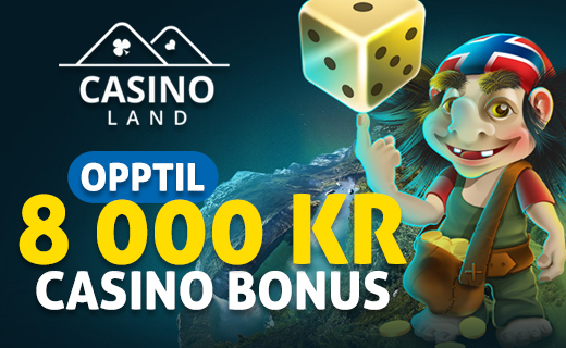Du får bonus opp til 8 000 kroner hos Casinoland! Casinoland