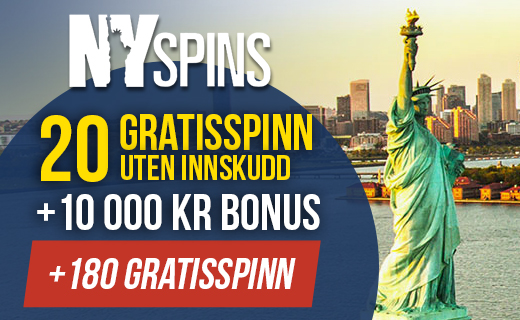 NYspins: 20 free spins uten innskudd + 10K i bonus NYSpins