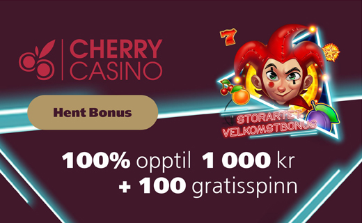 Cherry: Hent 100 free spins & 1 000 kr i bonus! Cherry casino norske casinobonus