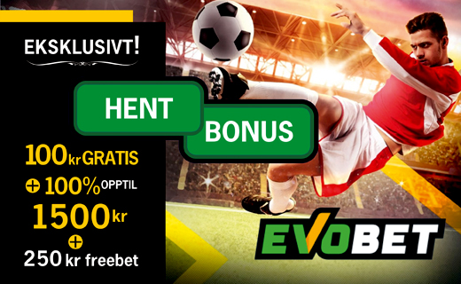 Eksklusivt: 100 kr gratis uten innskudd hos Evobet Evobet Sports oddsbonus norge