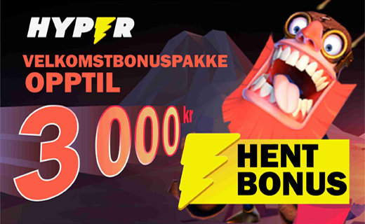 Hyper: Start spillingen med 3 000 kroner i bonus! Hypercasino bonus