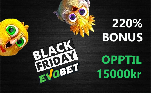 Black Friday nærmer seg, få 220 % bonus hos Evobet Evobet bonus black friday