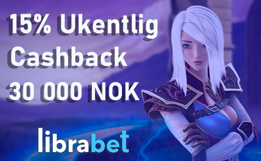 Ukentlig cashback på 15 % opptil 30K hos LibraBet Librabet casino nye bonus