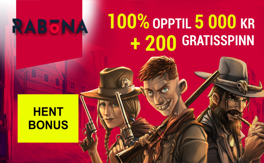 Rabona: 5 000 kr i bonus & 200 free spins venter! Rabona casinobonus
