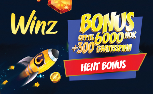 Spill med 6 Bitcoin & 300 free spins hos Winz.io! Winz casinobonus