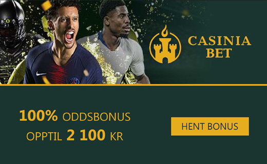 Casinia: Spill med bettingbonus verdt 2 100 kr! Casiniabet casinobonus
