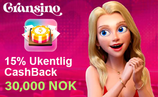 Få 15 % cashback verdt hele 30 000 kr hos Gransino Gransino cashback