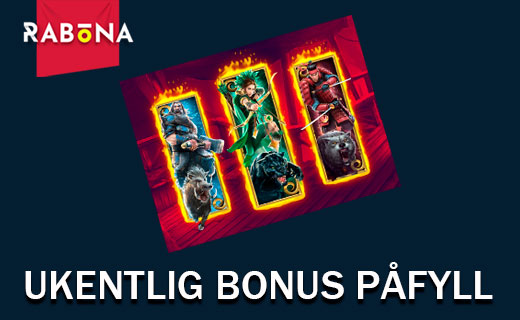 Rabona: Sett inn 200 kr & få 50 gratisspinn i uka! Rabona ukentlig bonus